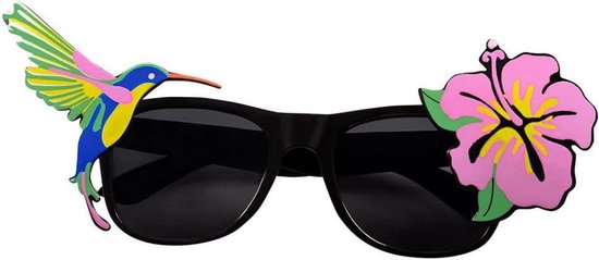 Feestbril Paradise - Foute bril Hawaii - Themafeest outfit - Getinte glazen bloem - One size - Zwart van Merkloos
