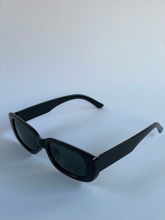 Festival Zonnebril Zwart | Classic zonnebril - Rechthoekig Zwart Montuur - Zwarte Glazen - Bril Hipster Vintage Retro Dames Heren Vierkant Rechthoekige Classic | Carnavalsbril | Festival bril| Retro Zonnebril | Zonnebril Heren | Zonnebril Dames van Merkloos