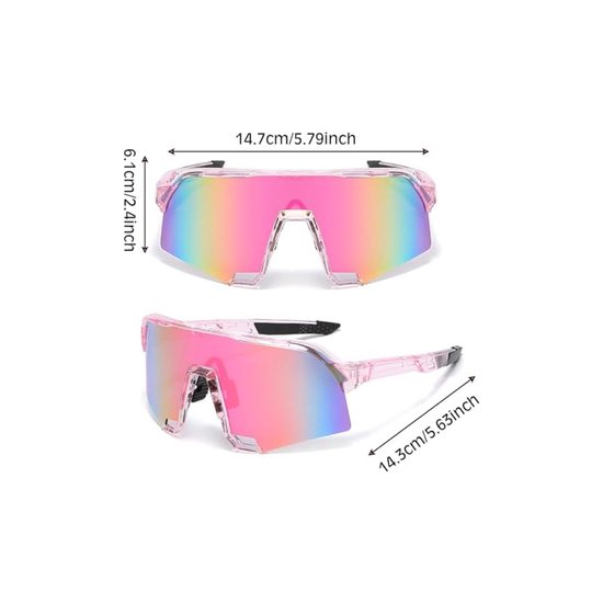 Fietsbril, sportzonnebril voor mannen en vrouwen, UV400-bescherming, roze van Merkloos