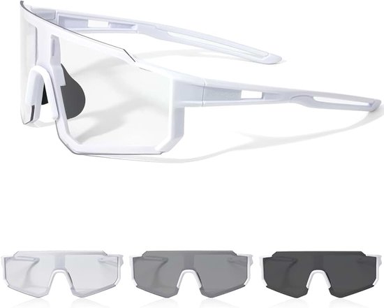 Fietsbril, zelfkleurend, voor heren en dames, fotochromatische sportzonnebril, UV400-bescherming, ultralicht, snelle bril voor fiets, MTB
