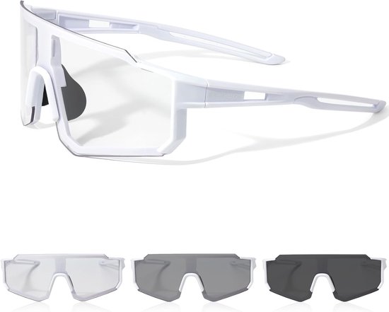 Fietsbril, zelfkleurend, voor heren en dames, fotochromatische sportzonnebril, UV400-bescherming, ultralicht, snelle bril voor fiets, MTB