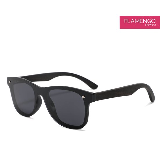 FLAMENGO Randloze Zonnebril – Sunglasses - Festival - Sport - Wintersport – Strand - Ski zonnebril - UV400 – Gepolariseerd - Geschikt voor dames/heren – Stijlvol Design – Zwart - incl. brillenzakje van FLAMENGO