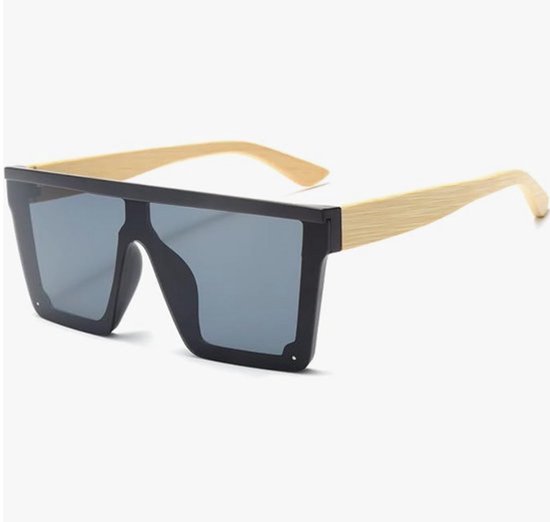 Flat Top Oversized Zonnebril - Vierkante Zonnebril voor Vrouwen en Mannen, Gespiegelde Randloze Zonnebril met Groot Montuur, Modieuze Zonnebrillen UV400 Bescherming