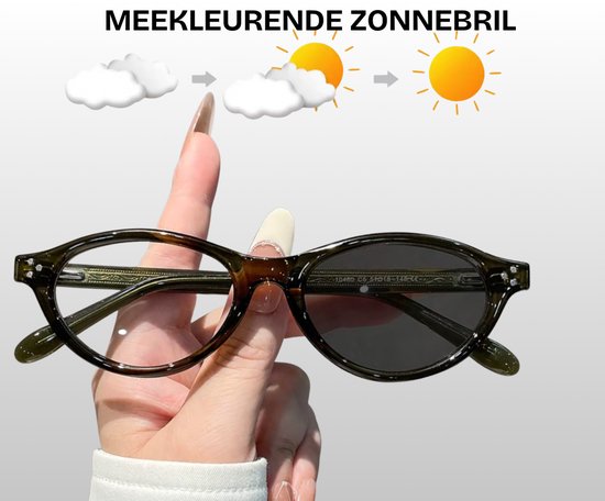 Flavers® - meekleurende zonnebril - zonnebril dames - Groen - meekleurende glazen - festival bril