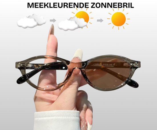 Flavers® - meekleurende zonnebril - zonnebril dames - Mokka - bruin - meekleurende glazen - festival bril van Merkloos