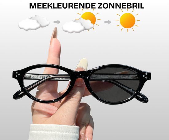 Flavers® - meekleurende zonnebril - zonnebril dames - Zwart - meekleurende glazen - festival bril van Merkloos