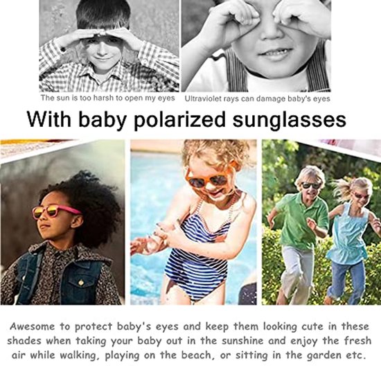 Flexibele gepolariseerde babyzonnebril met UV-400-bescherming en verstelbare riem van Ro·Sham·Bo