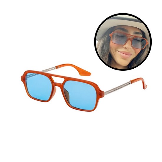 Flipflop Club® Nitro Zonnebril - Oranje Montuur met Blauwe Lenzen - Unisex Stijlvolle Zonnebril - Koningsdag - UV400 Bescherming van FLIPFLOP CLUB®