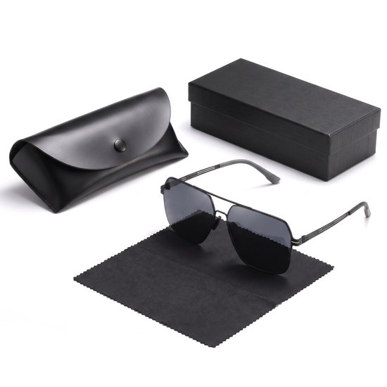 Fokelyi Zonnebril Stalen Frame - Gepolariseerd Met UV400 Bescherming - Polarized Zonnebril Voor Heren En Dames - Stijlvolle En Duurzame Bril - Inclusief Brillenkoker, Opbergtas En Microvezel Doek