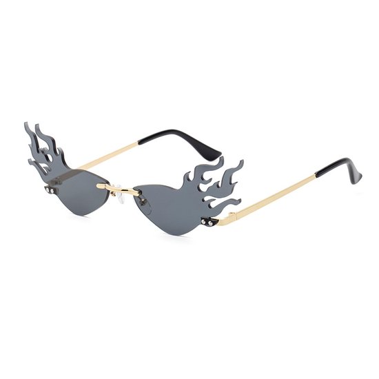 Freaky Glasses® - Hoge Vlammen Zonnebril - Festival Bril - Rave Zonnebril - Snelle Planga - Dames - Heren - Zwart van Freaky Glasses