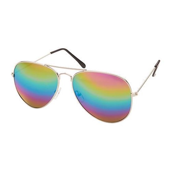 Freaky Glasses® - Piloten bril - Festival Bril - Pride Zonnebril– Dames - Heren - Regenboog Spiegellenzen van Freaky Glasses