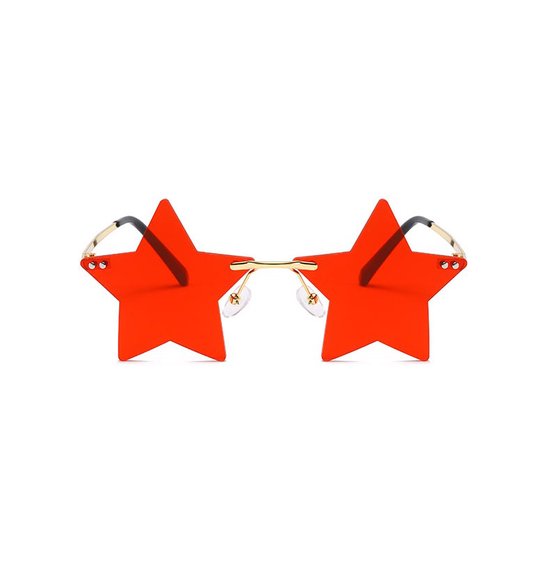 Freaky Glasses - Ster zonnebril - Festival rave bril - Heren - Dames - Rode lenzen van Freaky Glasses