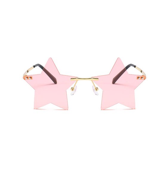 Freaky Glasses - Ster zonnebril - Festival rave bril - Heren - Dames - Roze lenzen van Freaky Glasses