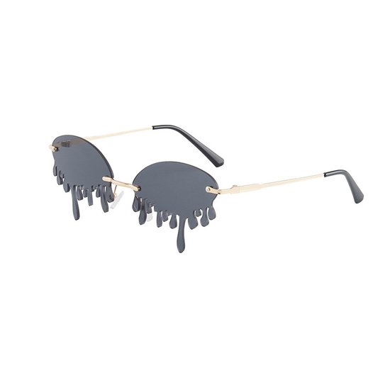 Freaky Glasses® - Vlammen Zonnebril Druppels - Festival Bril - Rave Zonnebril - Snelle Planga - Dames - Heren - Zwart van Freaky Glasses