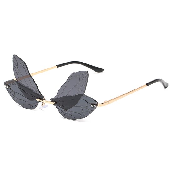 Freaky Glasses - Zonnebril Butterfly - Festivalbril - Bril - Feest - Glasses - Heren - Dames - Unisex - Kunststof - Metaal - zwart van Freaky Glasses
