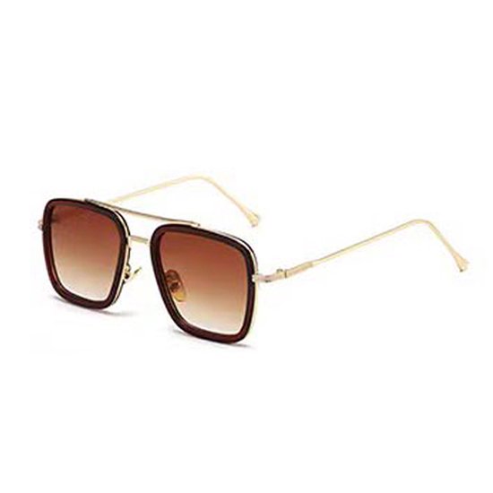 Freaky Glasses - Zonnebril classic - Festivalbril - Bril - Feest - Glasses - Heren - Dames - Unisex - Kunststof - bruin - goud van Freaky Glasses