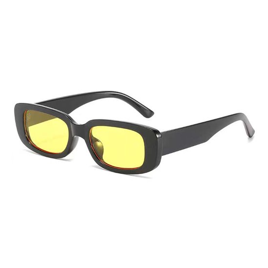Freaky Glasses - Zonnebril classic model - Festival bril - Techno - Rave glasses - Heren - Dames - Zwart met gele lenzen van Freaky Glasses