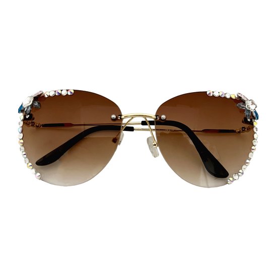 Freaky Glasses - Zonnebril diamant - Festivalbril - Bril - Feest - Glasses - Heren - Dames - Unisex - Kunststof - Metaal - bruin van Freaky Glasses