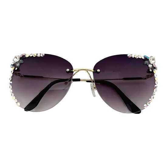 Freaky Glasses - Zonnebril diamant - Festivalbril - Bril - Feest - Glasses - Heren - Dames - Unisex - Kunststof - Metaal - paars van LUVYI
