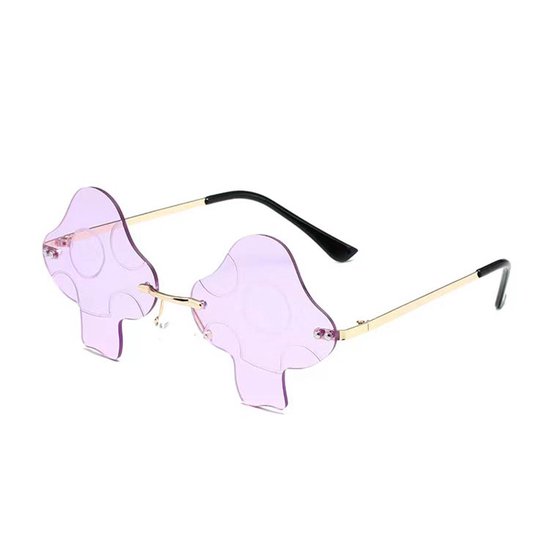 Freaky Glasses - Zonnebril paddenstoel - Festivalbril - Bril - Feest - Glasses - Mushroom - Heren - Dames - Unisex - Kunststof - paars van Freaky Glasses