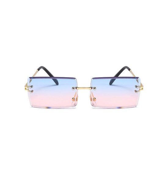 Freaky Glasses - Zonnebril rechthoekig - Festivalbril - Bril - Feest - Glasses - Heren - Dames - Unisex - Kunststof - blauw van Freaky Glasses