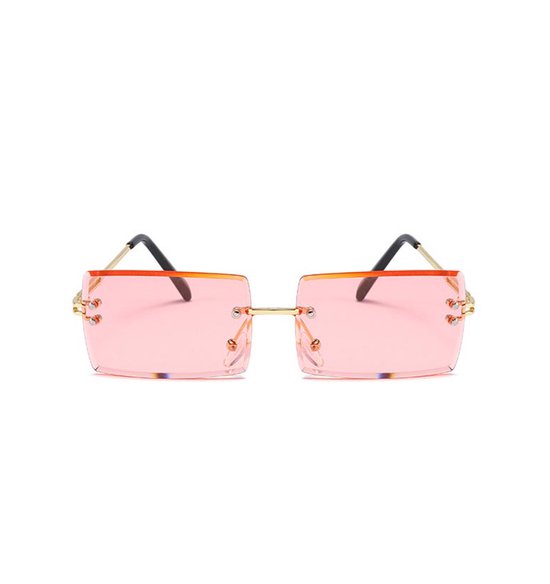 Freaky Glasses - Zonnebril rechthoekig - Festivalbril - Bril - Feest - Glasses - Heren - Dames - Unisex - Kunststof - roze van Freaky Glasses