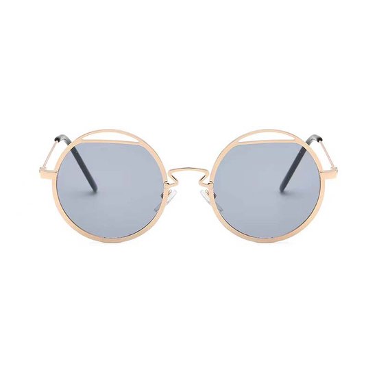 Freaky Glasses - Zonnebril rond - Festivalbril - Bril - Feest - Glasses - Heren - Dames - Unisex - Kunststof - goud - zwart van Freaky Glasses