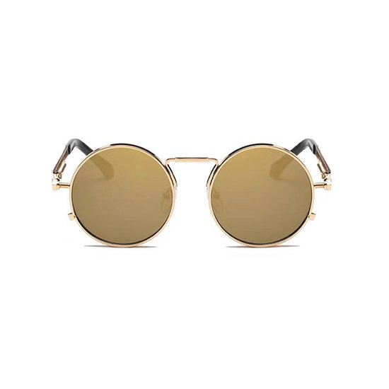 Freaky Glasses - Zonnebril rond - Festivalbril - Bril - Feest - Glasses - Heren - Dames - Unisex - Kunststof - goud van Freaky Glasses