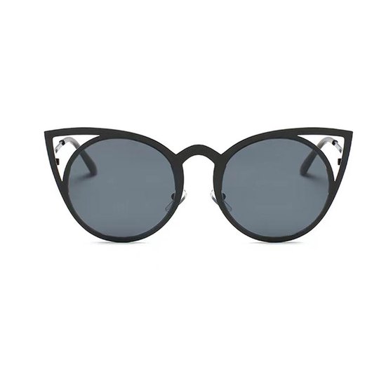 Freaky Glasses - Zonnebril rond met kattenoortjes - Festivalbril - Bril - Feest - Glasses - Heren - Dames - Unisex - Kunststof - zwart van Freaky Glasses