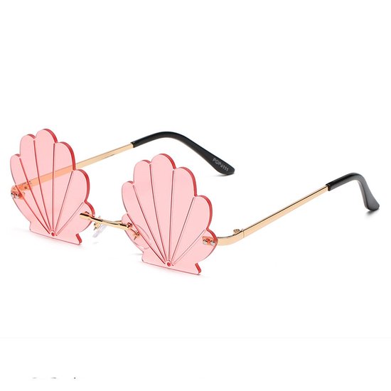 Freaky Glasses - Zonnebril schelp - Festivalbril - Bril - Feest - Glasses - Heren - Dames - Unisex - Kunststof - Metaal - roze van Freaky Glasses