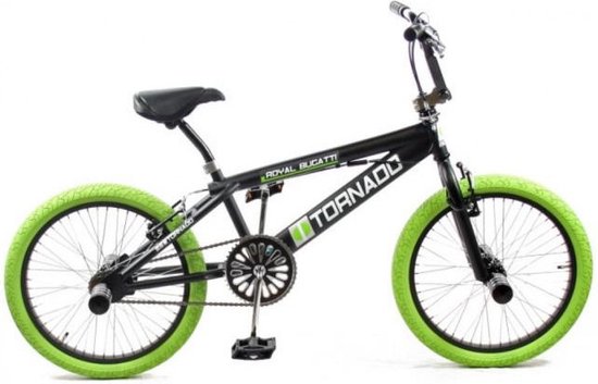 Freestyle BMX 20" Royal-Bugatti  - mat zwart met groene banden van Freestyle