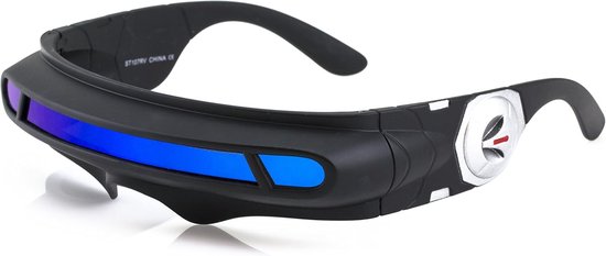 Futuristische Cyclops Monobril Zonnebril met Gekleurde Spiegel Lens