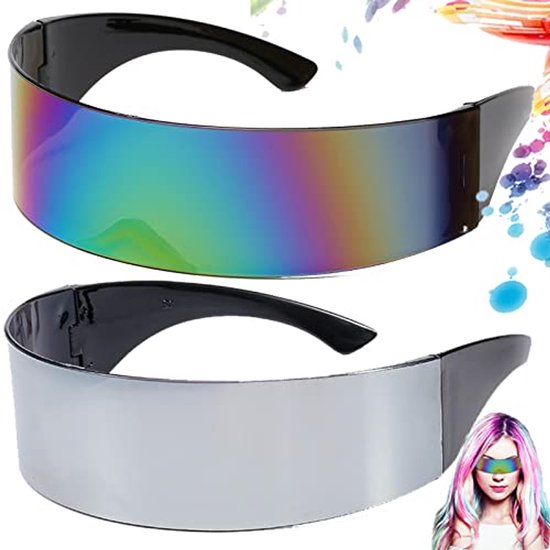 Futuristische Zonnebril Set van 2 - Kleurvolle Spiegellens voor Feesten en Cosplay van Merkloos