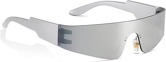 Futuristische Zonnebril - Stijlvolle Bril - Feest Accessoire - Frameloos Ontwerp - 15 x 4 x 3 cm - Zilver