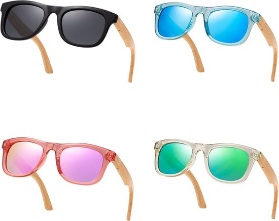 Gegraveerde Houten Zonnebril Kinderen 6-12 jaar - Gepersonaliseerd Cadeau met Keuze uit Kleuren van Little Thingszz