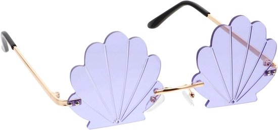 Gekke Zonnebril - Feest Bril - Feestelijke Aankleding - Uniek Schelp Design - 14.5 cm breed - Geel