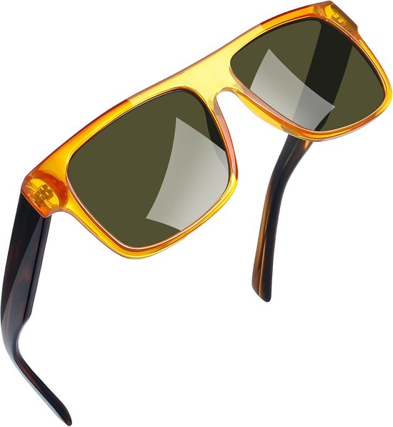 Gepolariseerde Acetaat Zonnebril Heren UV Bescherming Vierkant Designer Top Plat Grote Zonnebril TR90 Frame