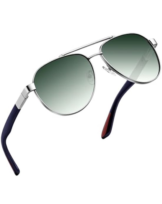 Gepolariseerde Aviator Zonnebril Heren Dames Dubbele Brug UV400 Bescherming Metalen Montuur Bril voor Rijden en Wandelen van Merkloos