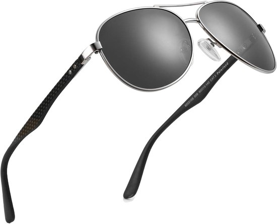 Gepolariseerde Aviator Zonnebril voor Mannen Carbon Fiber Temple Pilot Zonnebril Spiegellens UV Bescherming