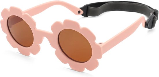 Gepolariseerde Babyzonnebril met Verstelbare Riem en UV400 Bescherming | Siliconen Frame | Bloemenprint | Voor 0-24 Maanden van Merkloos