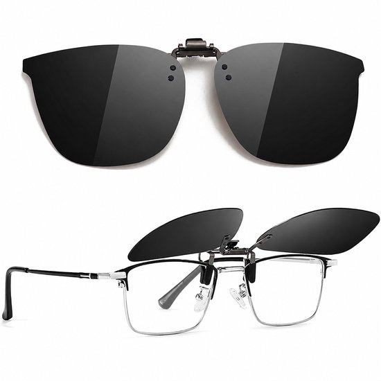 Gepolariseerde Clip-on Zonnebril - voor Autorijden & Buiten Black+Grey