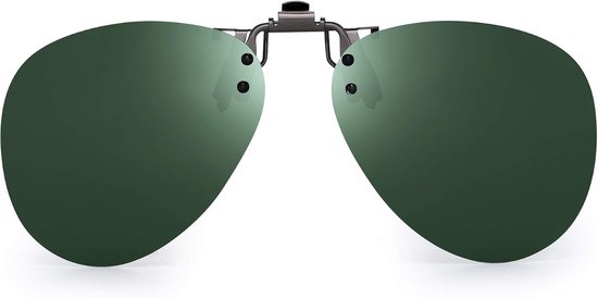 Gepolariseerde Clip op Zonnebril Frameless Flip Up Style Lens voor Prescription Glasses, Groen, One Size
