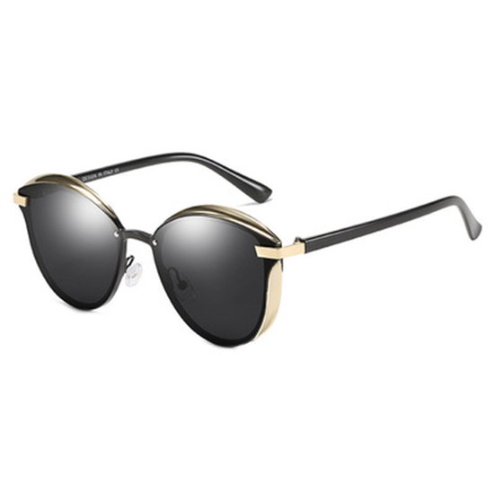 Gepolariseerde dameszonnebril, elegante UV-bescherming, model 400, klassieke zwarte metallic stijl, ultralichte lenzen voor autorijden. van Merkloos