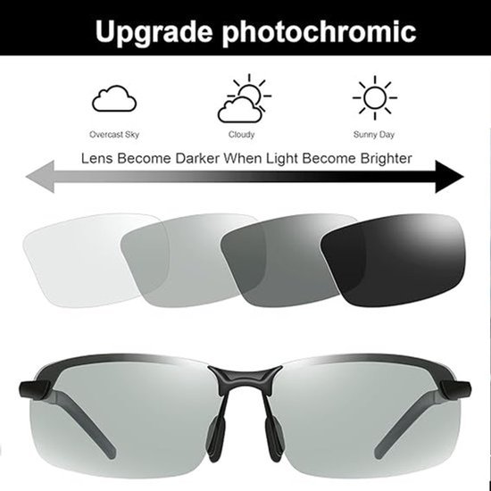 Gepolariseerde fotochromatische zonnebril voor autorijden, unisex (mannen en vrouwen), dag- en nacht veiligheidszonnebril