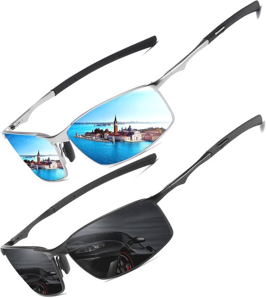 Gepolariseerde pilotenzonnebril uniseks voor buiten, lichtgewicht metalen montuur, retro elegante stijl met spiegelvrije glazen, geschikt voor vissen, golfen en autorijden