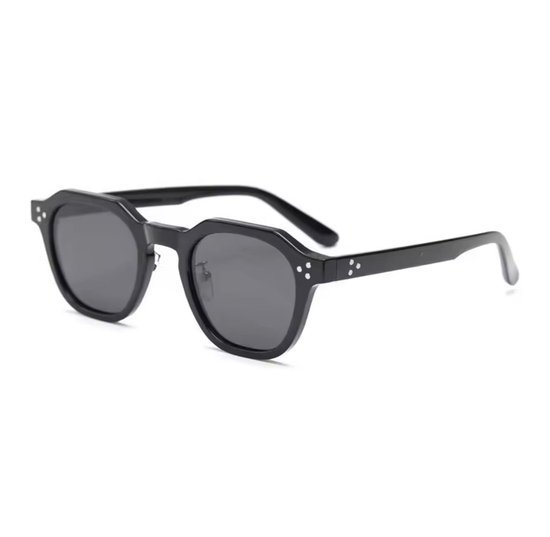 Gepolariseerde Retro Zonnebril – Full Black - Stijlvolle & UV400 Bescherming - Anti-Reflectie Lenzen - Lichtgewicht - Comfortabel - Inclusief Luxe brillenkoker