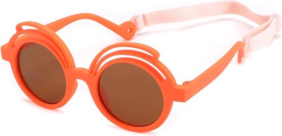 Gepolariseerde Ronde Kinderzonnebril UV400 Bescherming met Flexibele Band voor Jongens en Meisjes 3-12 Jaar