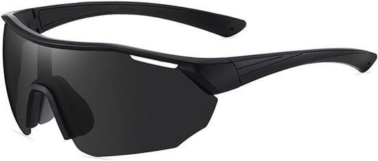Gepolariseerde sportzonnebril, fietsbril, UV400, mountainbikebril, honkbalbril, hardloopbril, visbril, golfbril (zwart) van Merkloos