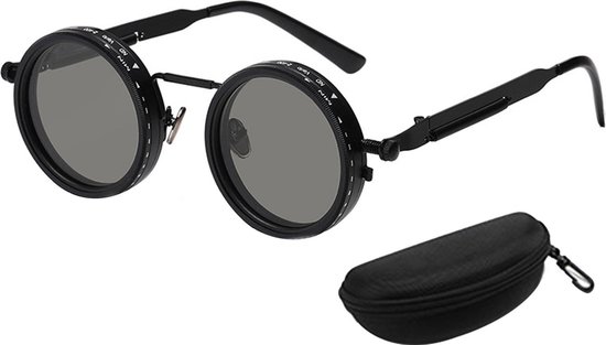 Gepolariseerde zonnebril met instelbare lenskleur (1-9 niveaus), rond montuur, ND-filterlenzen, geschikt voor mannen, UV-bescherming, ideaal voor stranduitjes. van Merkloos