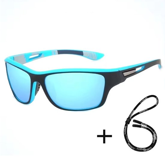 Gepolariseerde Zonnebril met valkoord - Blauw - Wandelen - Wielrennen - Sport van Merkloos